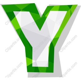 Geometric Letter Y - Vibrant Green Low-Poly Style