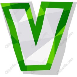Green Polygonal Letter V