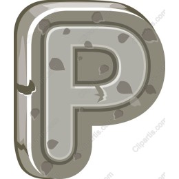 3D Stone Text Letter 'P'