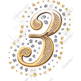 Luxurious Gold & Diamond Number 3