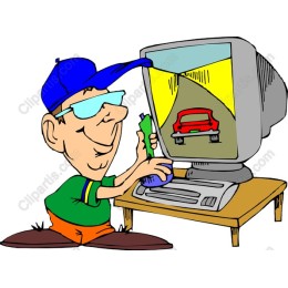 Cheerful Computer Cleaner Cartoon