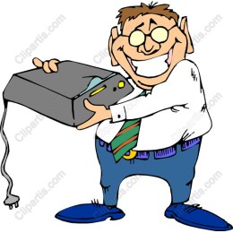 Cheerful Cartoon Tech Enthusiast