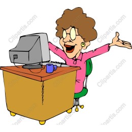 Cheerful Senior Woman at Computer