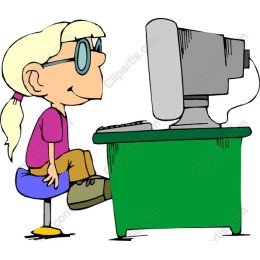 Cheerful Girl at Computer