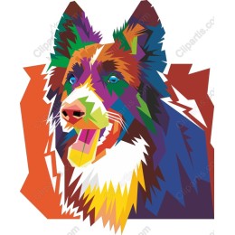 Vibrant Geometric Dog Head