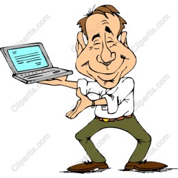 Cheerful Businessman Holding Laptop