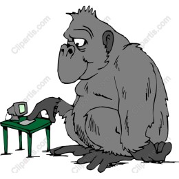 Whimsical Gorilla with Computer