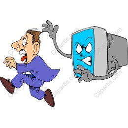 Tech Anxiety: Playful Businessman vs. Computer