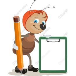 Cheerful Ant with Pencil and Clipboard