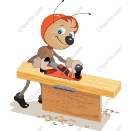 Adorable Cartoon Ant Woodworking