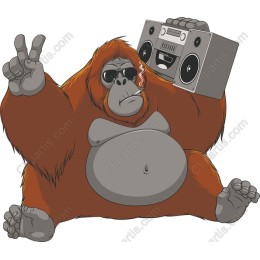 Retro Gorilla with Boombox