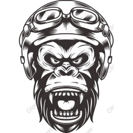 Fierce Gorilla Head in Aviator Helmet