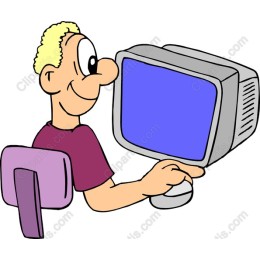 Cheerful Cartoon Computer User
