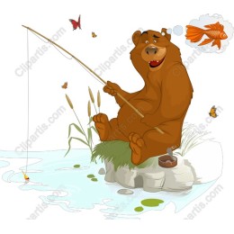 Cheerful Bear Fishing