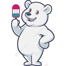 Cheerful Polar Bear with Ice Cream