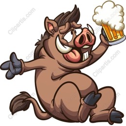 Cheerful Wild Boar with Beer Mug