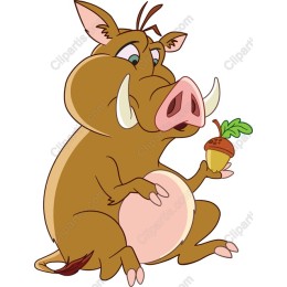 Charming Cartoon Wild Boar