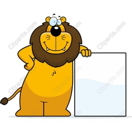 Cartoon Lion with Customizable Blank Space