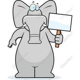 Cheerful Elephant Holding Sign
