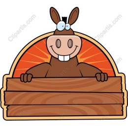 Playful Cartoon Horse with Wooden Sign