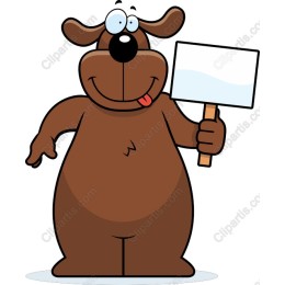 Cheerful Cartoon Dog with Sign