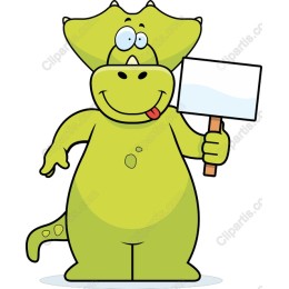 Cheerful Cartoon Dinosaur with Blank Sign