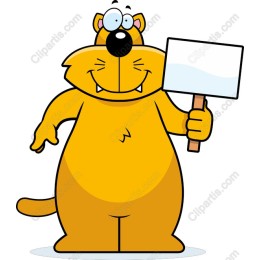 Cheerful Cartoon Cat with Blank Sign