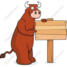 Cheerful Cow with Signpost