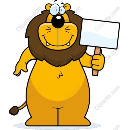 Cheerful Lion with Customizable Sign