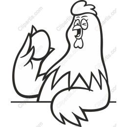 Whimsical Cartoon Chicken with Egg