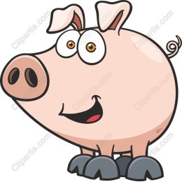 Cheerful Cartoon Pig