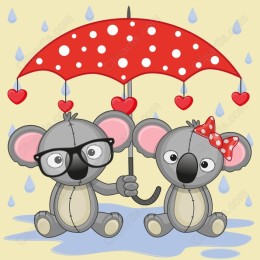 Koala Love Under the Umbrella
