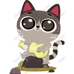 Cute Cat Playing Ukulele