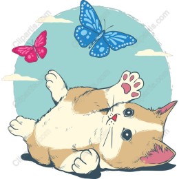 Playful Cat and Butterfly