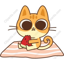 Charming Cat and Watermelon