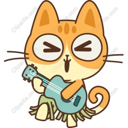 Cheerful Cat with Ukulele