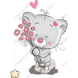 Charming Kitten Embracing Flowers