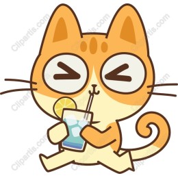 Charming Cartoon Cat with Drink
