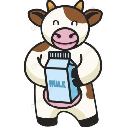 Cheerful Cow Holding Milk