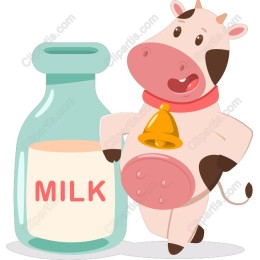 Cheerful Cow with Milk