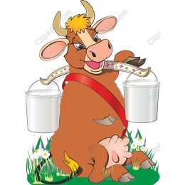 Cheerful Cow with Buckets