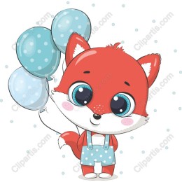 Adorable Fox with Balloons
