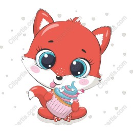 Charming Fox with Cupcake