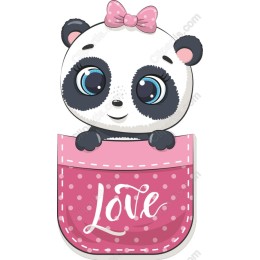 Cute Panda Peeking from Pink Pocket