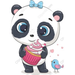 Cute Panda with Cupcake