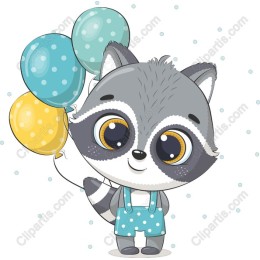 Charming Raccoon with Balloons
