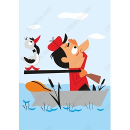 Playful Hunter with Duck