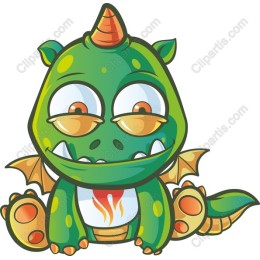 Adorable Green Cartoon Dragon