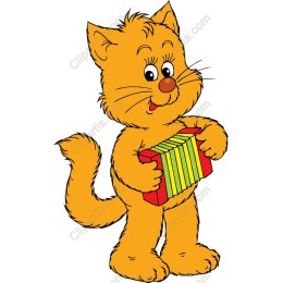 Cheerful Cartoon Cat Playing Accordion