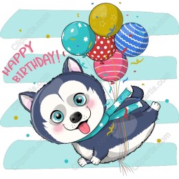 Whimsical Husky Puppy Birthday